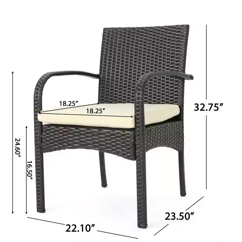 TUYOHW PE Chaise de salle à manger d'extérieur en osier, lot de 2, chaises de patio avec coussins amovibles résistants à l'eau pour jardin, cour, bord de piscine