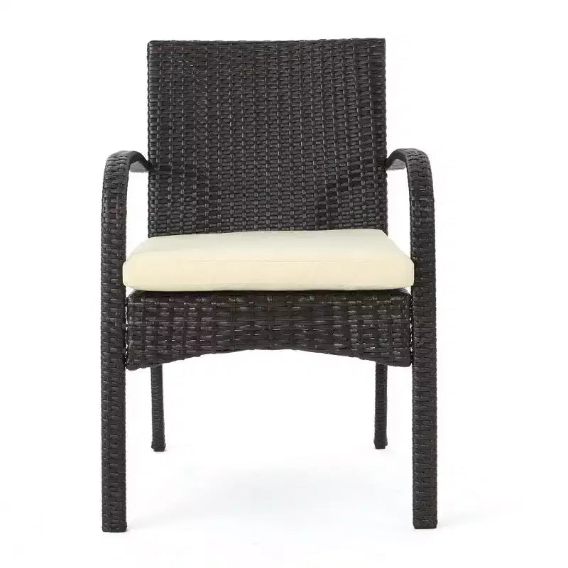 TUYOHW PE Chaise de salle à manger d'extérieur en osier, lot de 2, chaises de patio avec coussins amovibles résistants à l'eau pour jardin, cour, bord de piscine
