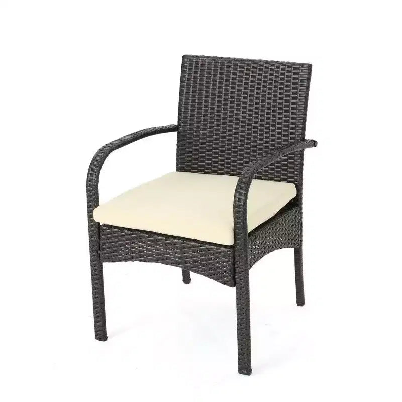 TUYOHW PE Chaise de salle à manger d'extérieur en osier, lot de 2, chaises de patio avec coussins amovibles résistants à l'eau pour jardin, cour, bord de piscine