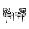 TUYOHW Aluminum Outdoor Chair,Branch-Design Backrest with FSC Wood Armrests & Sunbrella Cushion,Durable Patio Seating for Garden,Brown