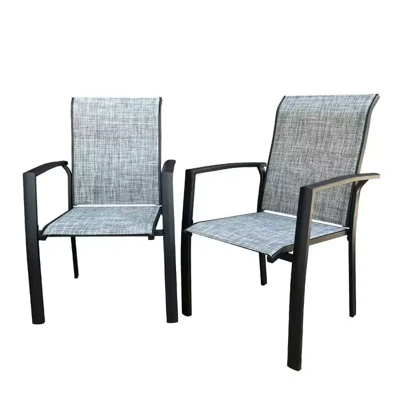 TUYOHW Lot de 2 chaises de salle à manger de jardin en métal, chaises d'extérieur empilables avec tissu textilène pour jardin, terrasse, piscine, capacité de 180 kg