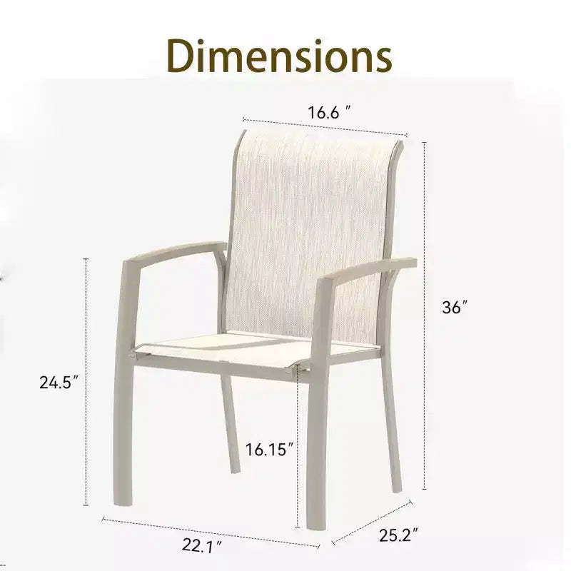 TUYOHW Lot de 2 chaises de salle à manger de jardin en métal, chaises d'extérieur empilables avec tissu textilène pour jardin, terrasse, piscine, capacité de 180 kg