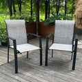 TUYOHW Lot de 2 chaises de salle à manger de jardin en métal, chaises d'extérieur empilables avec tissu textilène pour jardin, terrasse, piscine, capacité de 180 kg