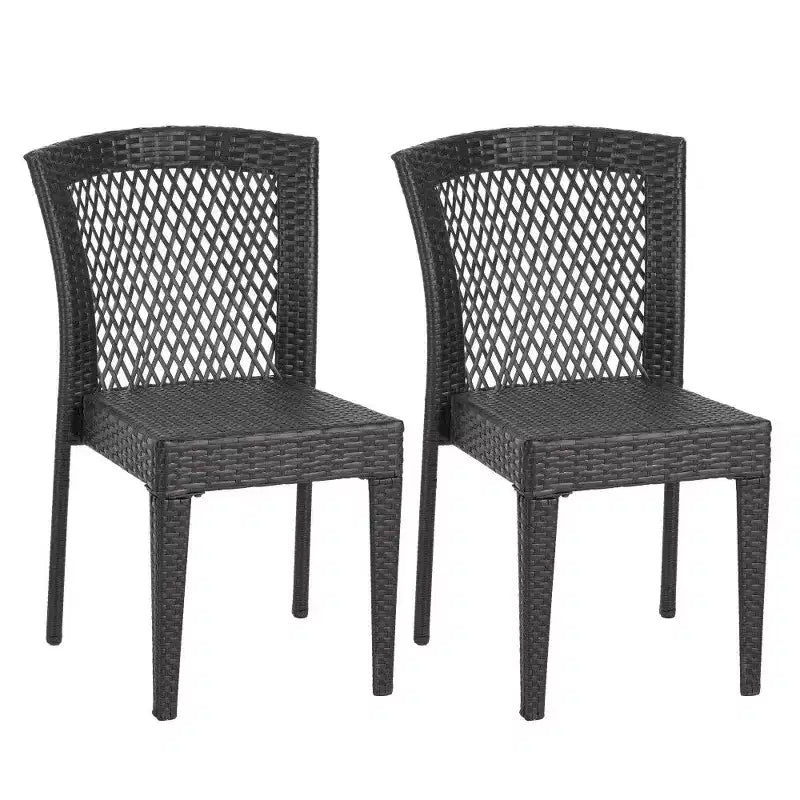 TUYOHW PE Rattan Stackable Outdoor Dining Chairs Set of 2,400lb Capacity Outdoor Patio Chairs for Garden Balcony,Brown