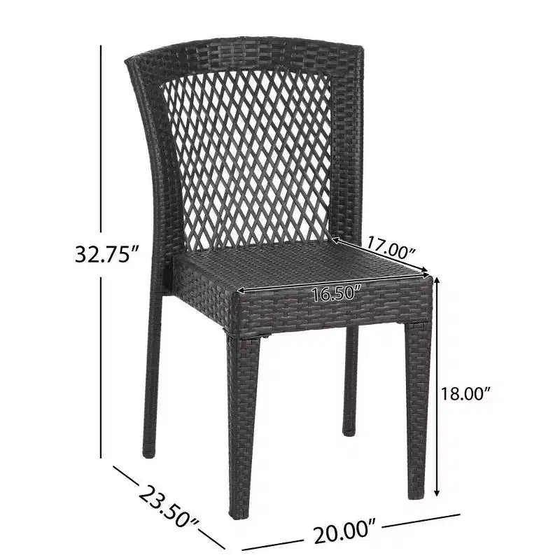 TUYOHW PE Chaises de salle à manger empilables en rotin, lot de 2, capacité de 180 kg, chaises de patio extérieures pour jardin, balcon, marron