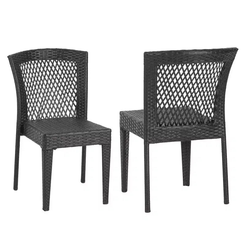 TUYOHW PE Chaises de salle à manger empilables en rotin, lot de 2, capacité de 180 kg, chaises de patio extérieures pour jardin, balcon, marron
