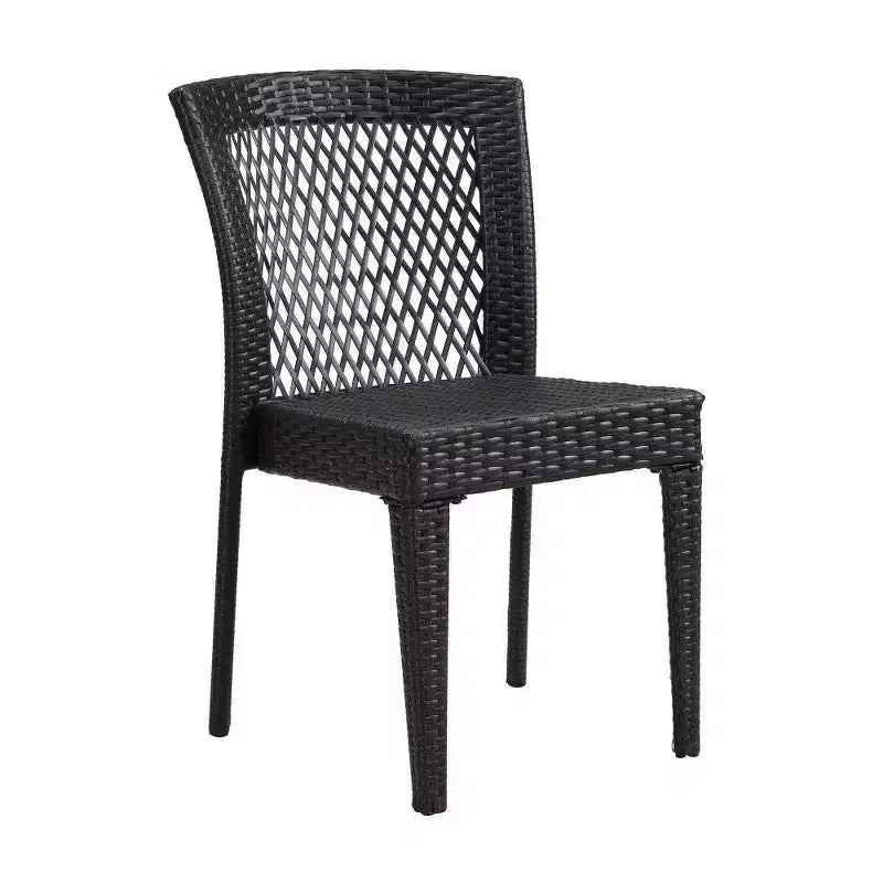 TUYOHW PE Chaises de salle à manger empilables en rotin, lot de 2, capacité de 180 kg, chaises de patio extérieures pour jardin, balcon, marron