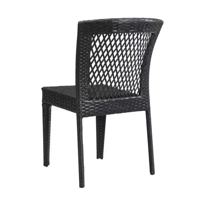 TUYOHW PE Chaises de salle à manger empilables en rotin, lot de 2, capacité de 180 kg, chaises de patio extérieures pour jardin, balcon, marron