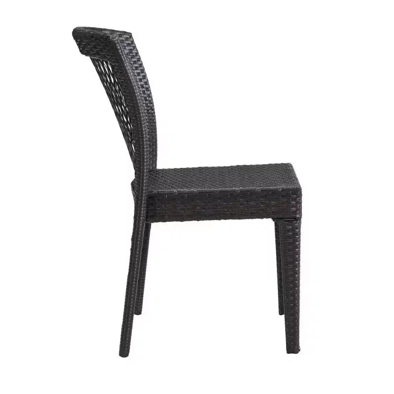 TUYOHW PE Chaises de salle à manger empilables en rotin, lot de 2, capacité de 180 kg, chaises de patio extérieures pour jardin, balcon, marron