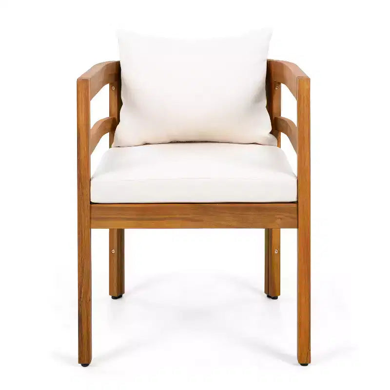 Christopher Knight Home Natsuki Chaises de salle à manger d'extérieur modernes en bois d'acacia avec coussins (Lot de 2)