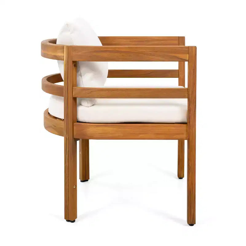 Christopher Knight Home Natsuki Chaises de salle à manger d'extérieur modernes en bois d'acacia avec coussins (Lot de 2)