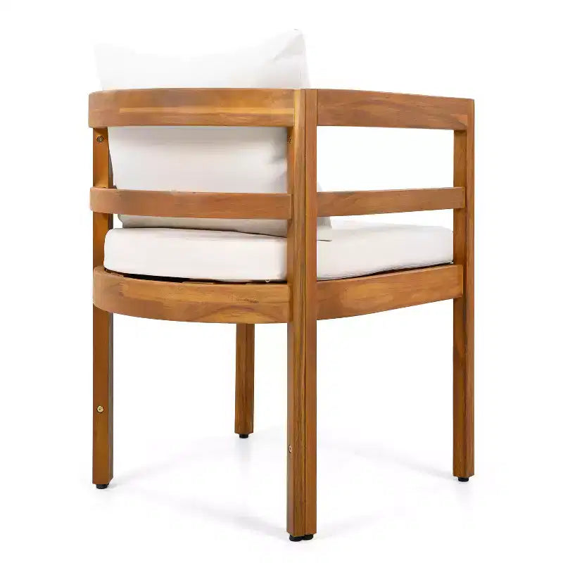 Christopher Knight Home Natsuki Chaises de salle à manger d'extérieur modernes en bois d'acacia avec coussins (Lot de 2)