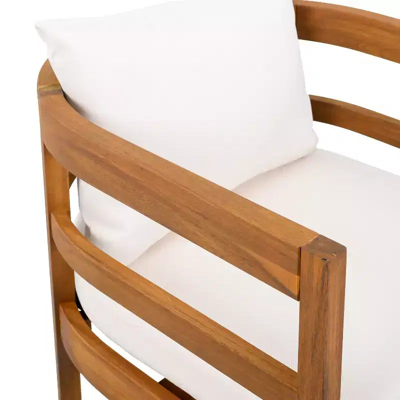 Christopher Knight Home Natsuki Chaises de salle à manger d'extérieur modernes en bois d'acacia avec coussins (Lot de 2)