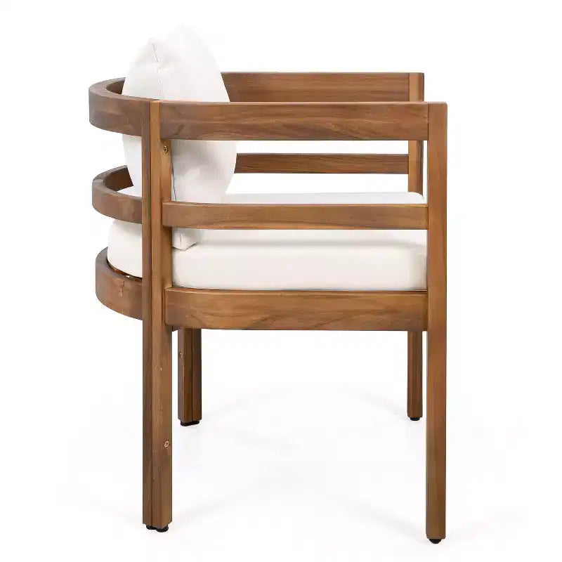 Christopher Knight Home Natsuki Chaises de salle à manger d'extérieur modernes en bois d'acacia avec coussins (Lot de 2)