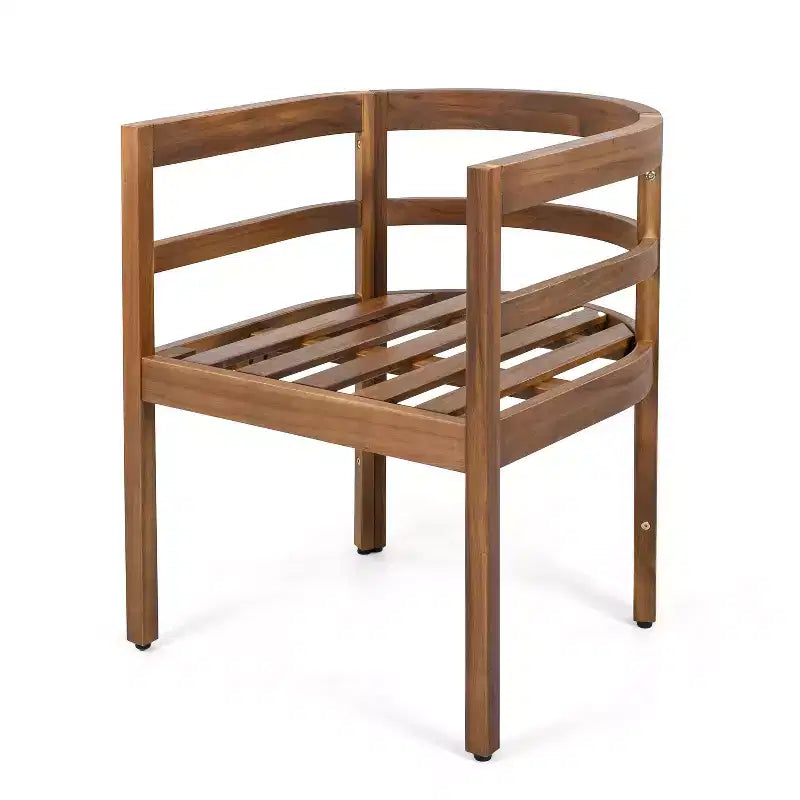 Christopher Knight Home Natsuki Chaises de salle à manger d'extérieur modernes en bois d'acacia avec coussins (Lot de 2)