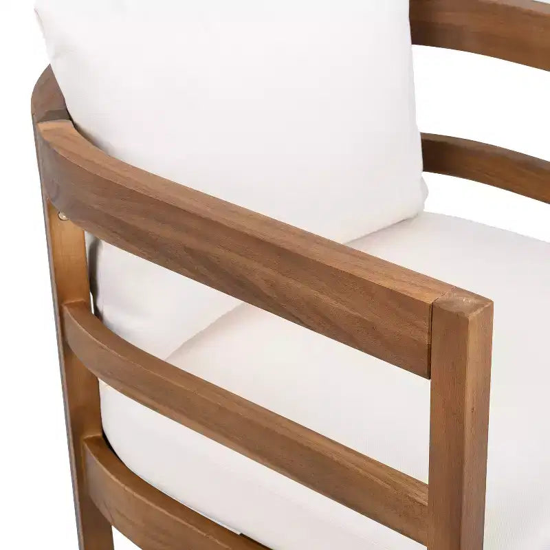Christopher Knight Home Natsuki Chaises de salle à manger d'extérieur modernes en bois d'acacia avec coussins (Lot de 2)