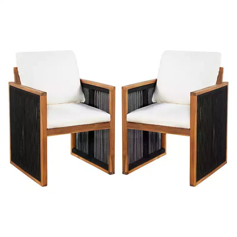 Christopher Knight Home Sakura Chaises de salle à manger modernes d'extérieur en bois d'acacia avec dossier et accoudoirs (lot de 2)