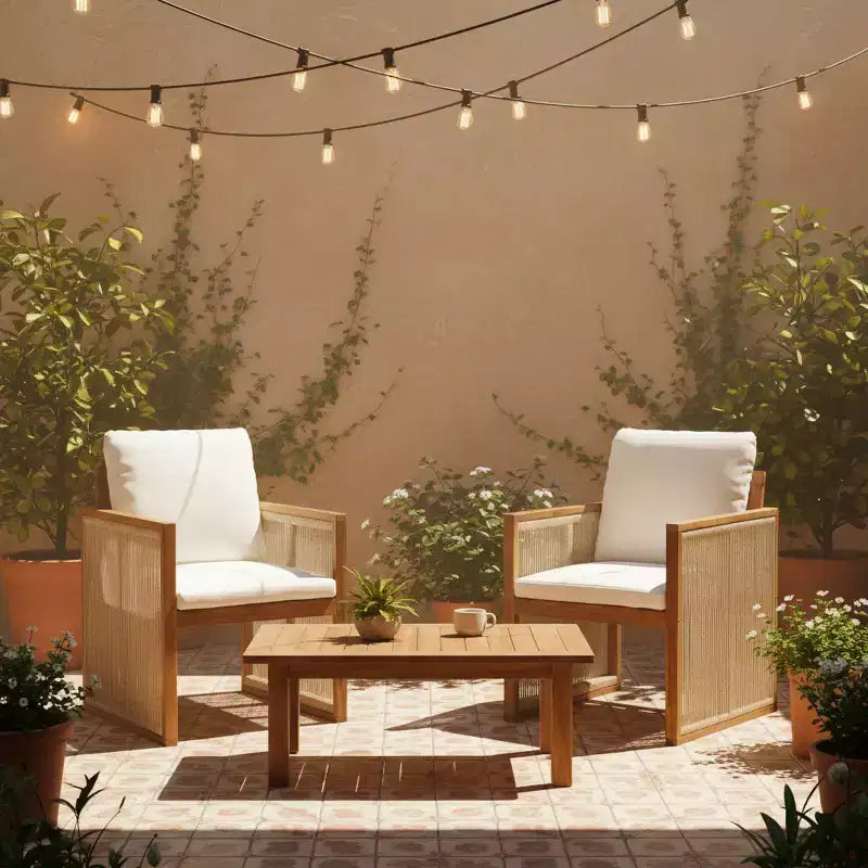 Christopher Knight Home Sakura Chaises de salle à manger modernes d'extérieur en bois d'acacia avec dossier et accoudoirs (lot de 2)
