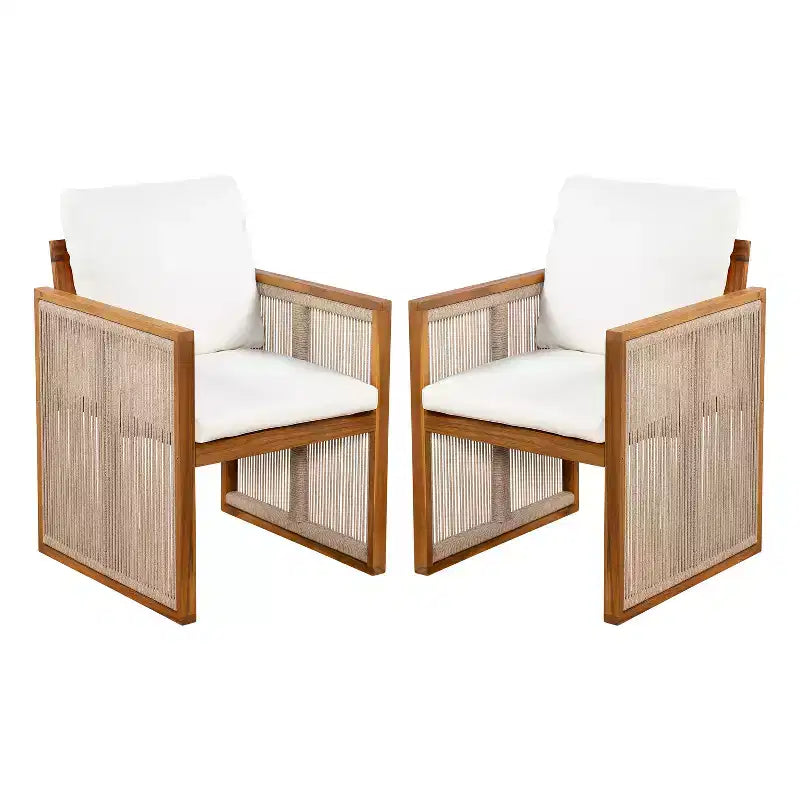 Christopher Knight Home Sakura Chaises de salle à manger modernes d'extérieur en bois d'acacia avec dossier et accoudoirs (lot de 2)
