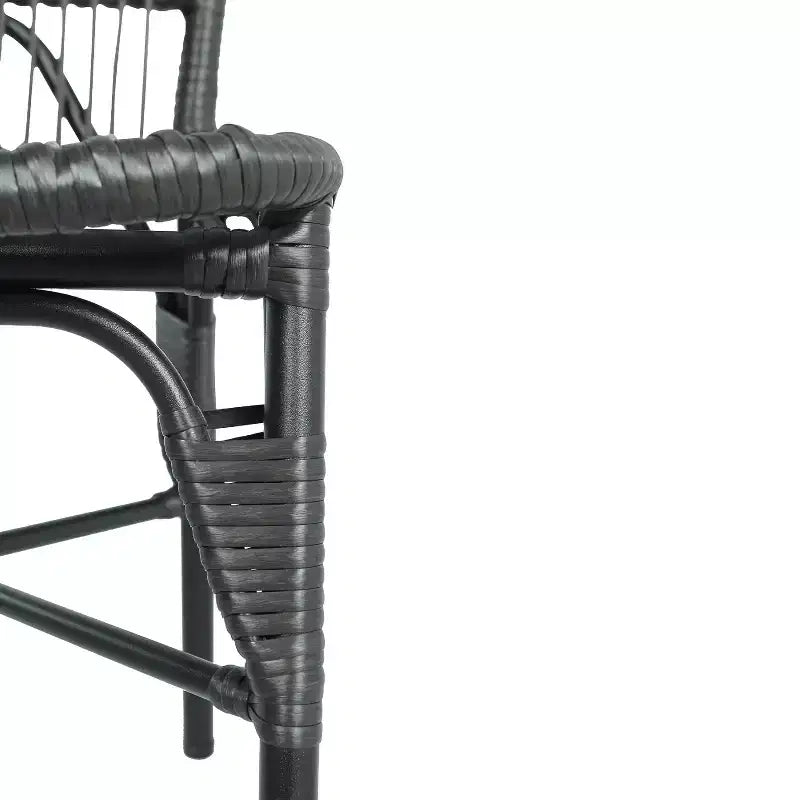 TUYOHW Lot de 2 chaises de salle à manger d'extérieur, chaises de salle à manger en résine tressée avec cadre en fer, chaises de patio pour jardin, balcon, aucun assemblage requis