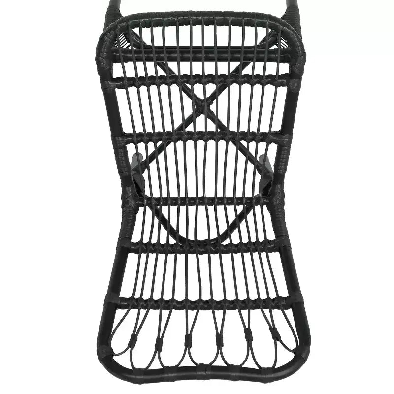 TUYOHW Lot de 2 chaises de salle à manger d'extérieur, chaises de salle à manger en résine tressée avec cadre en fer, chaises de patio pour jardin, balcon, aucun assemblage requis