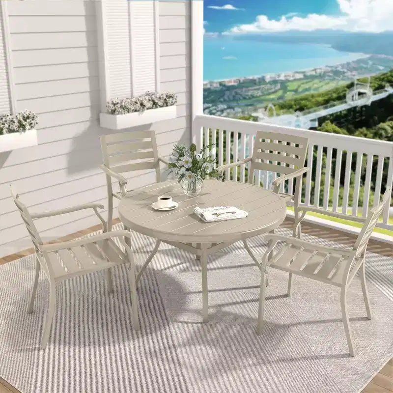 TUYOHW Lot de 2 chaises de salle à manger d'extérieur, chaises de salle à manger de patio résistantes à la rouille avec cadre en fer épaissi, chaises de patio empilables pour cour arrière, balcon