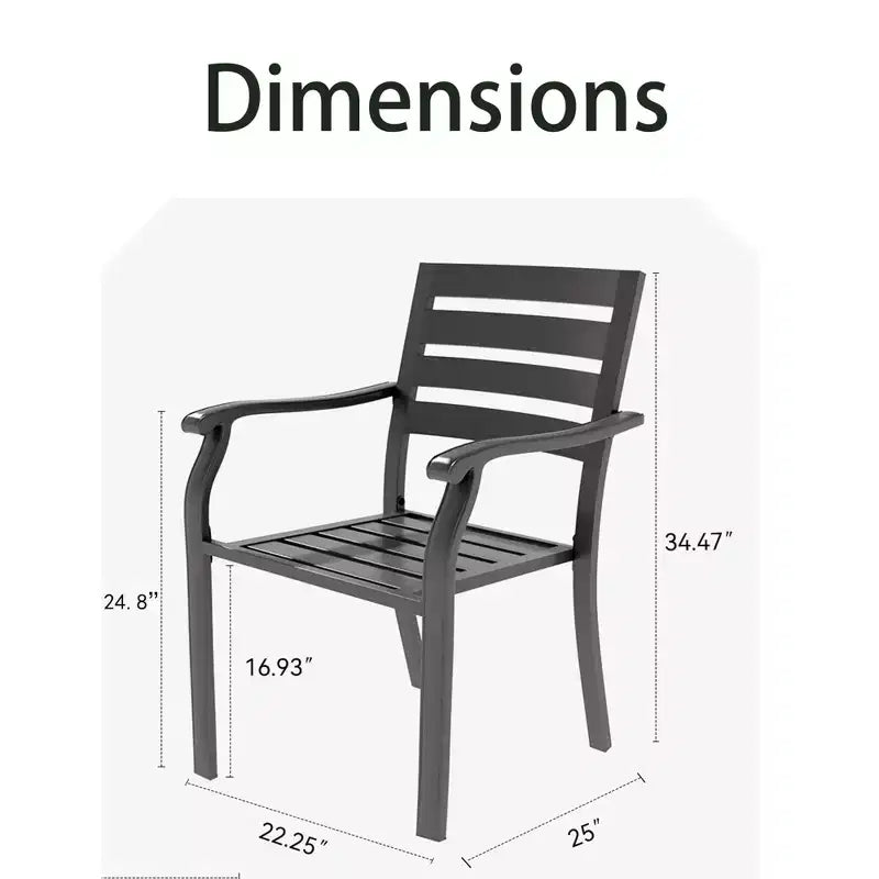 TUYOHW Lot de 2 chaises de salle à manger d'extérieur, chaises de salle à manger de patio résistantes à la rouille avec cadre en fer épaissi, chaises de patio empilables pour cour arrière, balcon