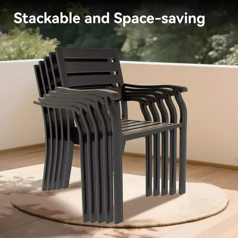 TUYOHW Lot de 2 chaises de salle à manger d'extérieur, chaises de salle à manger de patio résistantes à la rouille avec cadre en fer épaissi, chaises de patio empilables pour cour arrière, balcon