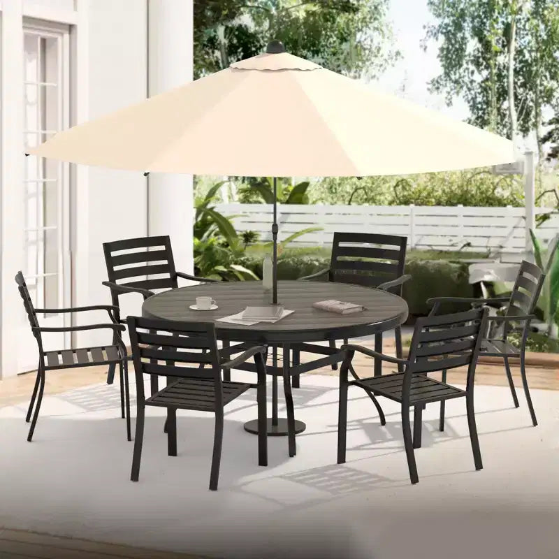 TUYOHW Lot de 2 chaises de salle à manger d'extérieur, chaises de salle à manger de patio résistantes à la rouille avec cadre en fer épaissi, chaises de patio empilables pour cour arrière, balcon