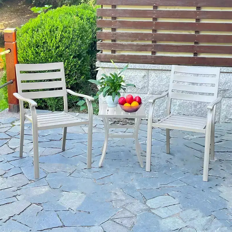 TUYOHW Lot de 2 chaises de salle à manger d'extérieur, chaises de salle à manger de patio résistantes à la rouille avec cadre en fer épaissi, chaises de patio empilables pour cour arrière, balcon