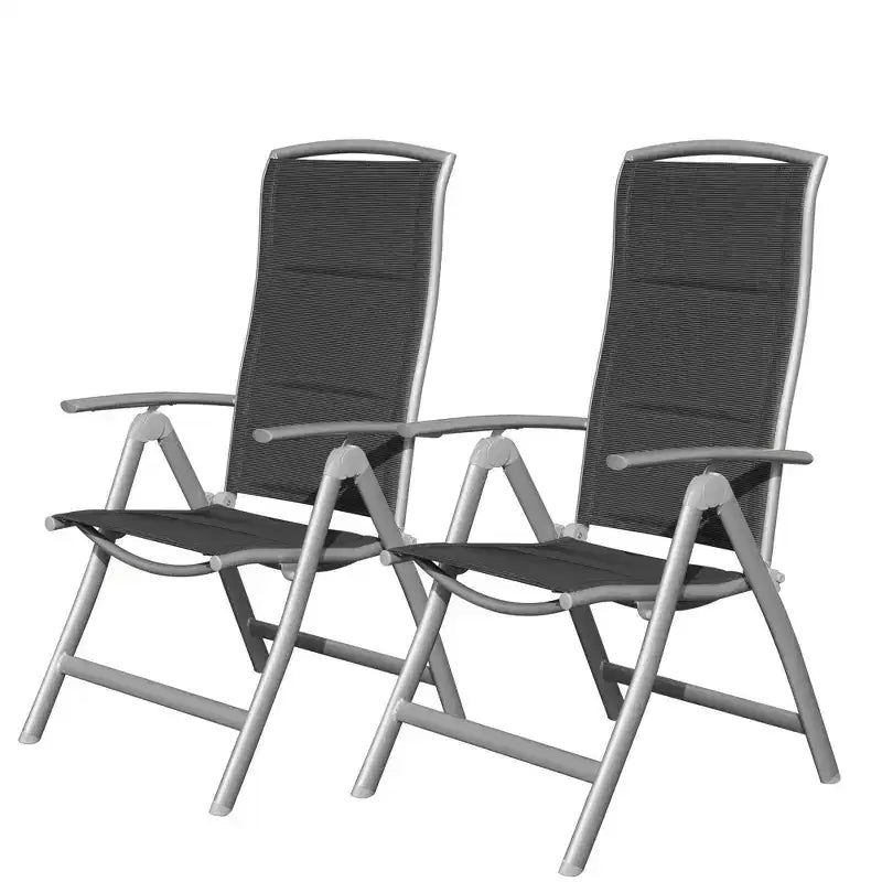 TUYOHW Lot de 2 chaises de salle à manger pliantes d'extérieur, chaises de salle à manger de patio à cadre en aluminium avec dossier réglable, chaises de patio pour jardin, balcon