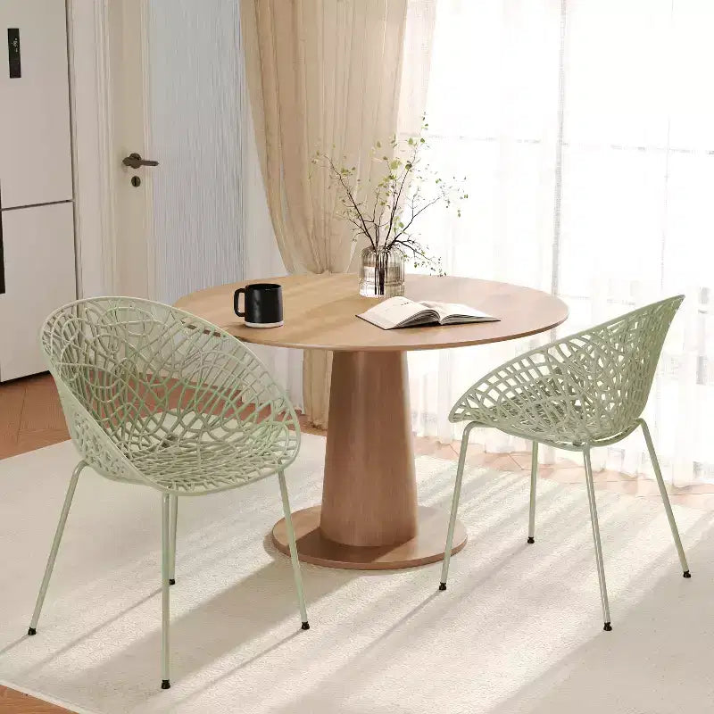 TUYOHW Lot de 2 chaises de salle à manger d'extérieur, chaises de salle à manger de terrasse à cadre en fer avec motif diamant, chaises de terrasse résistantes aux intempéries pour jardin, balcon