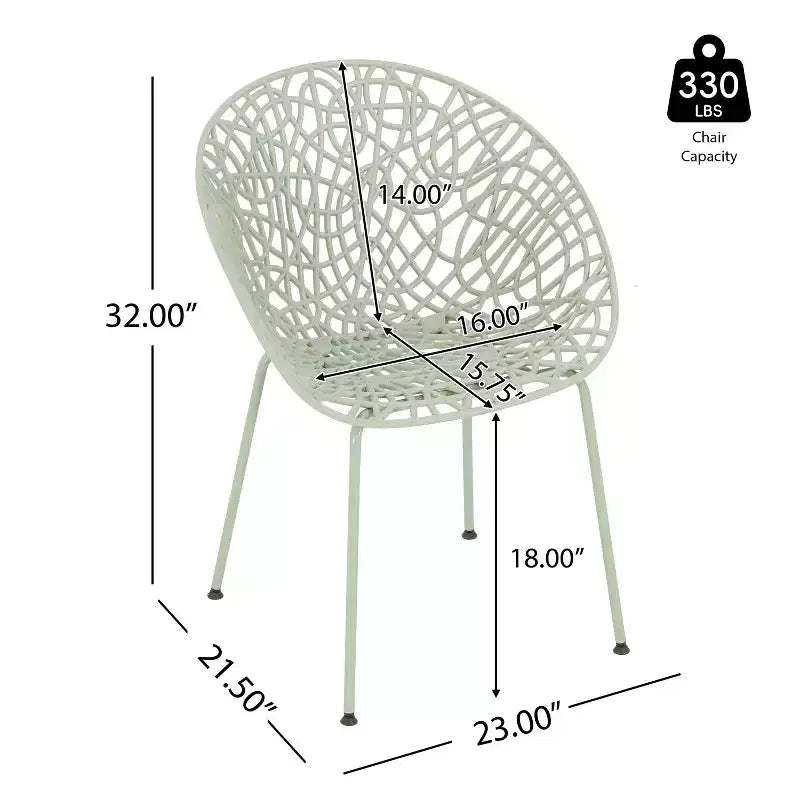 TUYOHW Lot de 2 chaises de salle à manger d'extérieur, chaises de salle à manger de terrasse à cadre en fer avec motif diamant, chaises de terrasse résistantes aux intempéries pour jardin, balcon