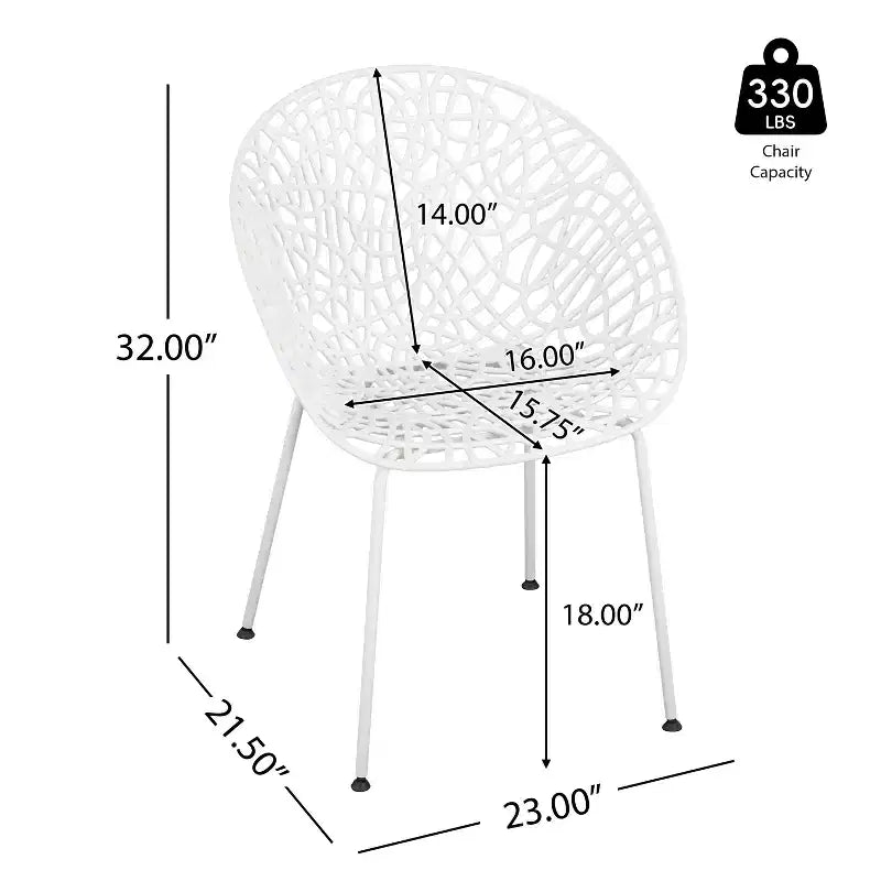 TUYOHW Lot de 2 chaises de salle à manger d'extérieur, chaises de salle à manger de terrasse à cadre en fer avec motif diamant, chaises de terrasse résistantes aux intempéries pour jardin, balcon