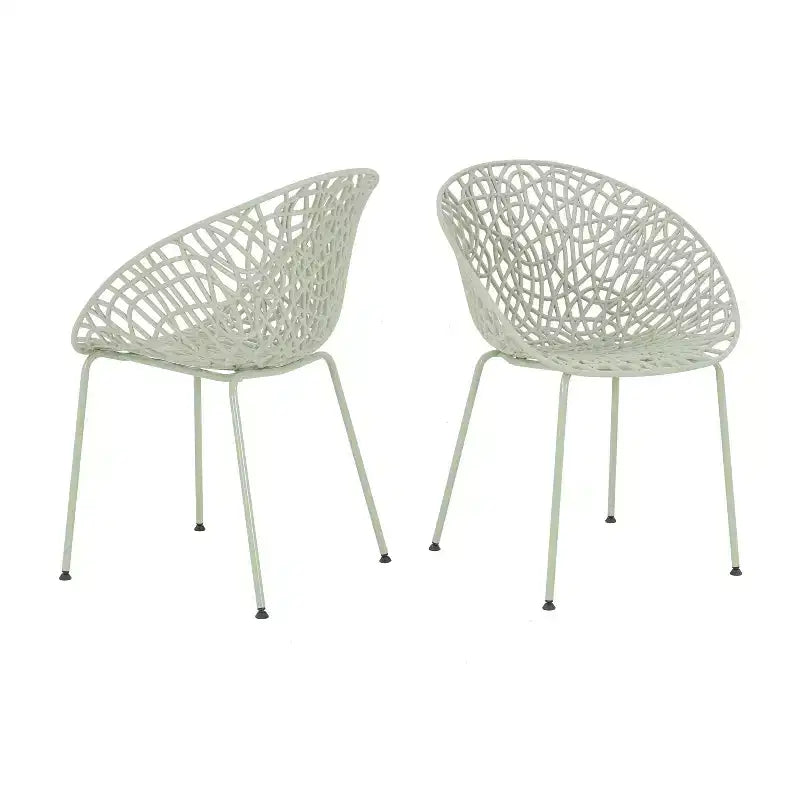 TUYOHW Lot de 2 chaises de salle à manger d'extérieur, chaises de salle à manger de terrasse à cadre en fer avec motif diamant, chaises de terrasse résistantes aux intempéries pour jardin, balcon