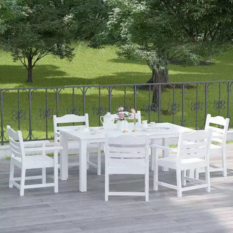 TUYOHW Lot de 2 chaises de salle à manger d'extérieur, chaises de salle à manger de patio en PEHD avec accoudoirs et dossier, chaises de patio résistantes aux intempéries pour jardin, balcon