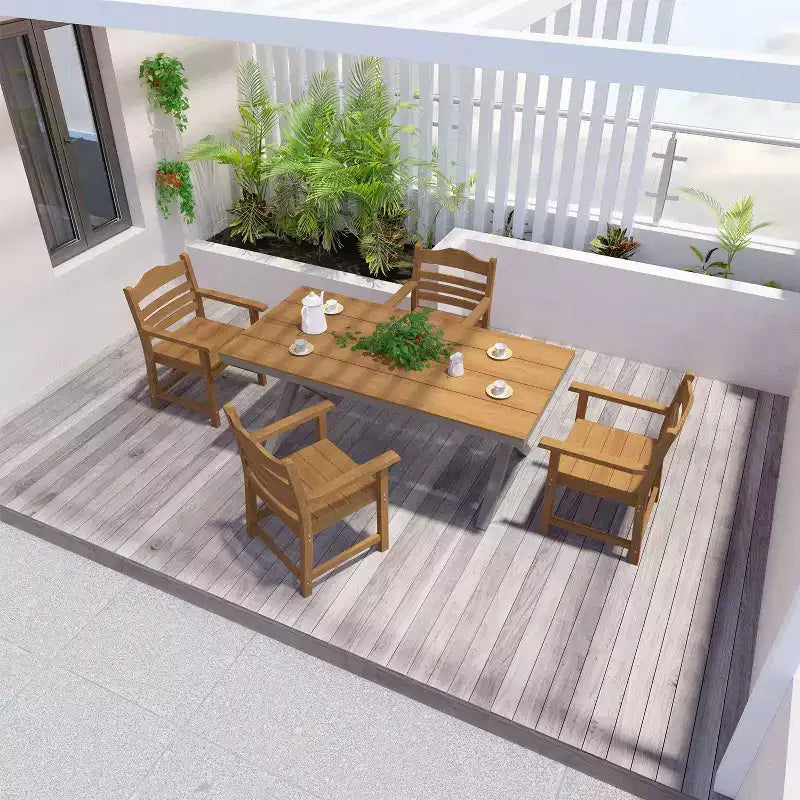 TUYOHW Lot de 2 chaises de salle à manger d'extérieur, chaises de salle à manger de patio en PEHD avec accoudoirs et dossier, chaises de patio résistantes aux intempéries pour jardin, balcon