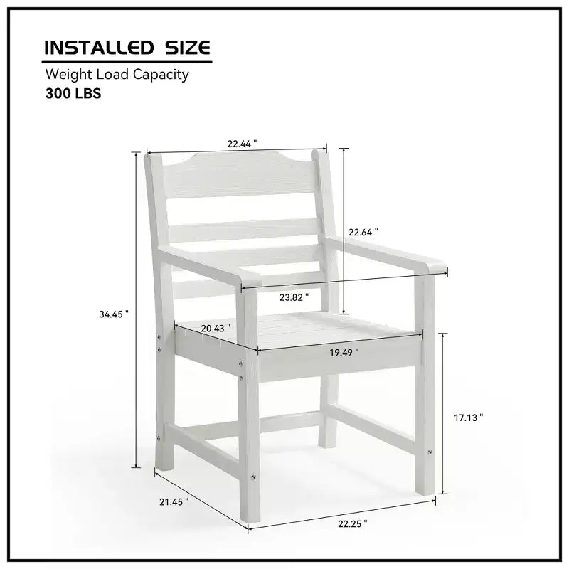 TUYOHW Lot de 2 chaises de salle à manger d'extérieur, chaises de salle à manger de patio en PEHD avec accoudoirs et dossier, chaises de patio résistantes aux intempéries pour jardin, balcon