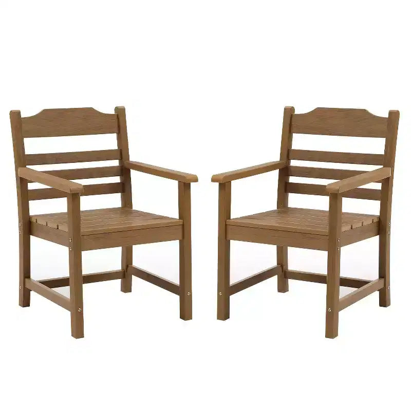 TUYOHW Lot de 2 chaises de salle à manger d'extérieur, chaises de salle à manger de patio en PEHD avec accoudoirs et dossier, chaises de patio résistantes aux intempéries pour jardin, balcon