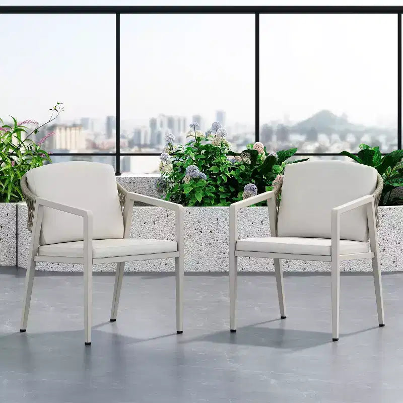 TUYOHW Lot de 2 chaises de salle à manger d'extérieur, chaises de salle à manger de patio en rotin osier avec siège étanche, chaises de patio légères pour arrière-cour, balcon