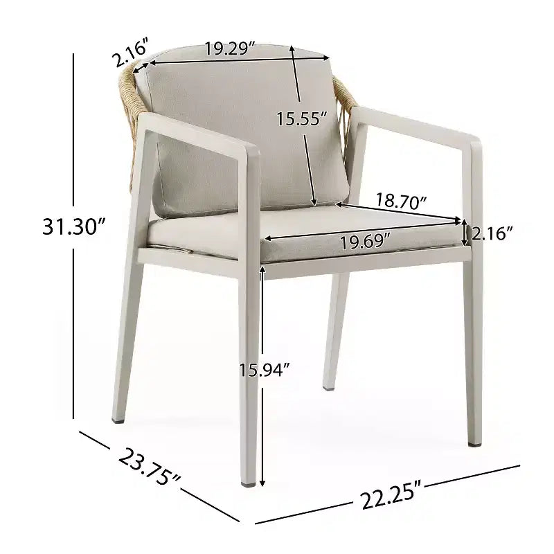 TUYOHW Lot de 2 chaises de salle à manger d'extérieur, chaises de salle à manger de patio en rotin osier avec siège étanche, chaises de patio légères pour arrière-cour, balcon