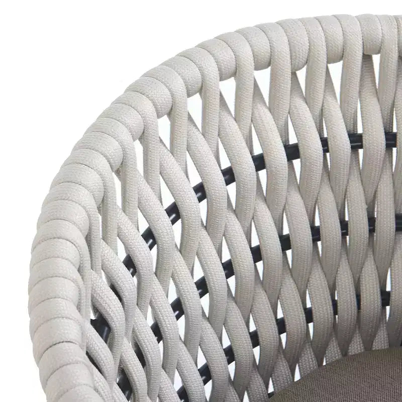 TUYOHW Lot de 2 chaises de salle à manger d'extérieur, chaises de salle à manger de patio avec cadre en métal, dossiers en corde et coussins, chaises de patio pour jardin, balcon