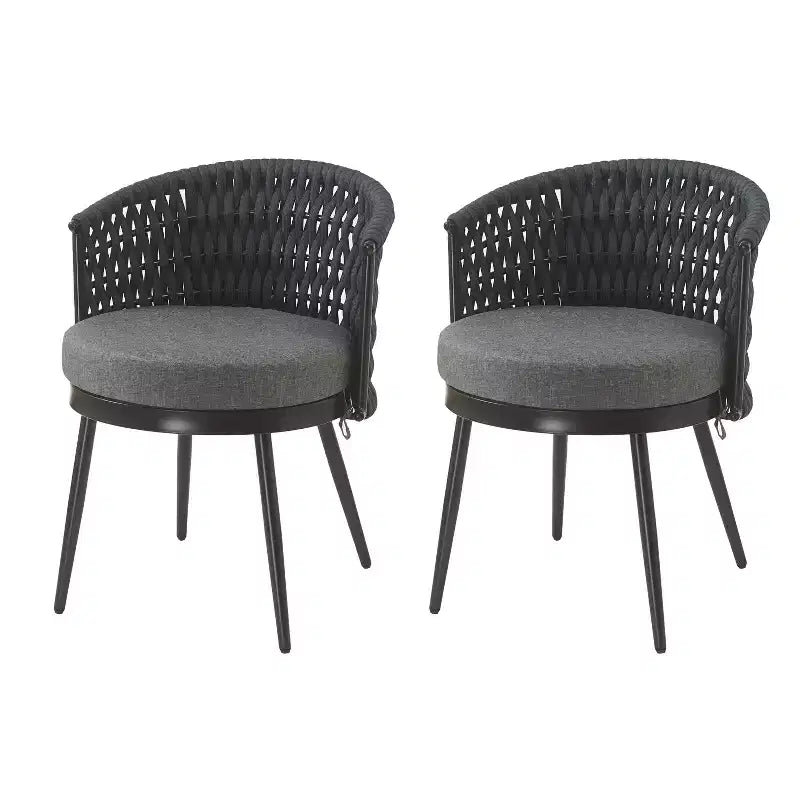 TUYOHW Outdoor Dining Chairs Set of 2,Metal Frame Patio Dining Chairs with Rope Design Backs & Cushions,Patio Chairs for Backyard,Balcony