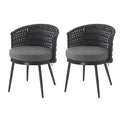 TUYOHW Outdoor Dining Chairs Set of 2,Metal Frame Patio Dining Chairs with Rope Design Backs & Cushions,Patio Chairs for Backyard,Balcony