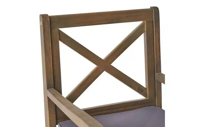 TUYOHW Lot de 2 chaises de salle à manger d'extérieur, chaises de salle à manger de patio en bois d'acacia avec coussins résistants à l'eau, chaises de patio pour jardin, balcon