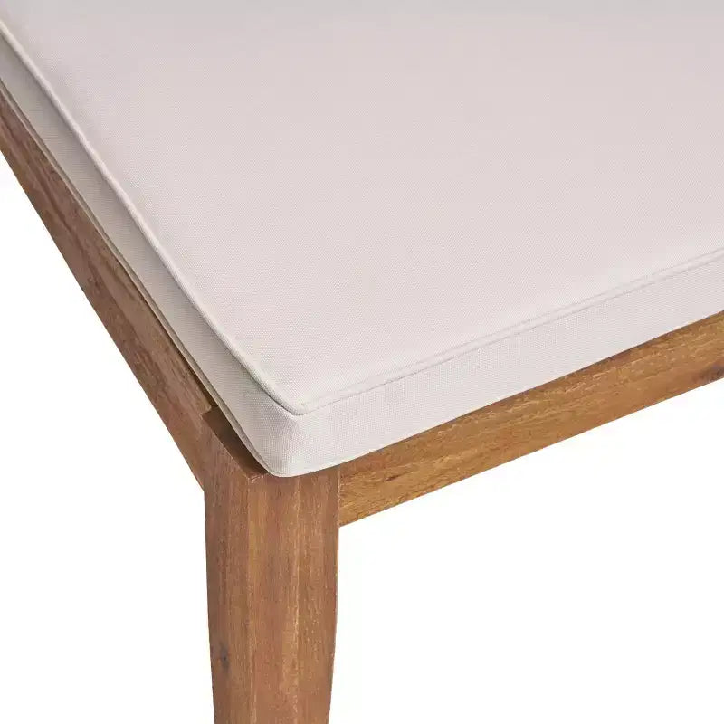 TUYOHW Lot de 2 chaises de salle à manger d'extérieur en bois d'acacia, chaises de patio sans accoudoirs avec coussin, chaises de patio pour jardin, balcon, capacité de 181 kg
