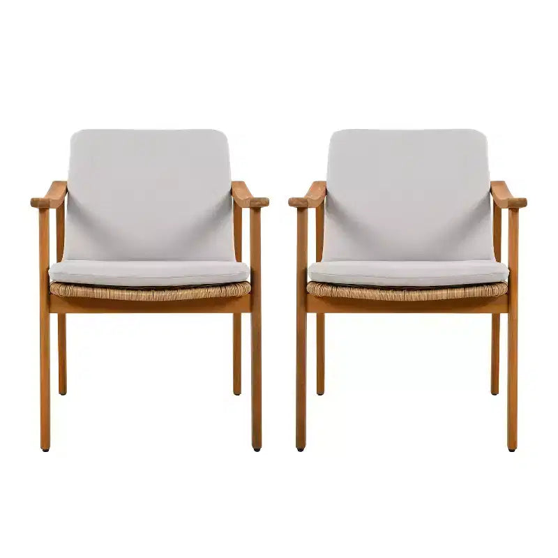 TUYOHW Outdoor Dining Chairs Set of 2,Acacia Wood Patio Dining Chairs with PE Wicker Seat,Patio Chairs for Backyard,Balcony,400 lbs Capacity