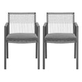 TUYOHW Aluminum Outdoor Dining Chairs Set of 2,Rope Weaving Patio Dining Chairs with Armrest & Backrest,Patio Chairs for Backyard,Balcony,Black+Grey