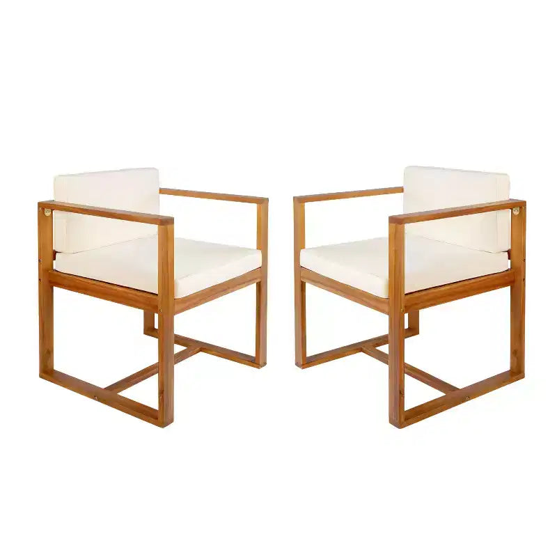 TUYOHW Outdoor Dining Chairs Set of 2,Acacia Wood Patio Dining Chairs with Open Backrest,Patio Chairs for Backyard,Balcony,300 lbs Capacity,Brown