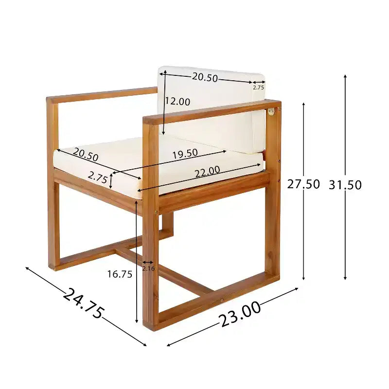 TUYOHW Lot de 2 chaises de salle à manger d'extérieur, chaises de salle à manger de terrasse en bois d'acacia avec dossier ouvert, chaises de terrasse pour jardin, balcon, capacité de 136 kg, marron